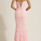 girlhomeshops-Pink floral long satin tulle prom dress ball gown gh5947