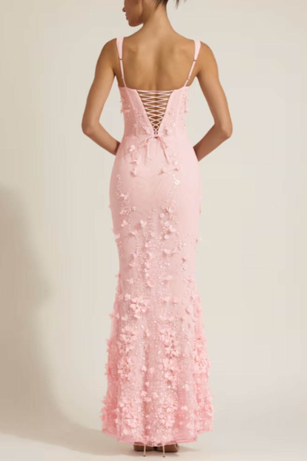girlhomeshops-Pink floral long satin tulle prom dress ball gown gh5947