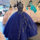 Shinning Dark Blue Quinceanera Kleider Perlen Neckholder Sweetheart Sweet 16 gh947
