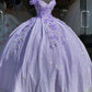 Lila funkelndes langes Ballkleid Abendkleid Quinceanera 3D Blume Schatz 15 16 Prinzessin Ballkleid gh910
