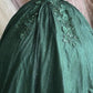Schulterfreies, grünes Ballkleid mit Blumen Sweet 16 Dress gh919