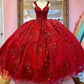 Red elegant charming applique long prom dress evening gown handmade flowers fluffy custom 3d flowers new arrival party dress gh912