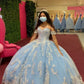 Hellblaues Ballkleid mit Applikationen Sweet 16 Dress gh978