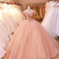 Elegantes langes Ballkleid im Ballkleid, schulterfreies Hochzeitskleid, mit Spitzenperlen appliziertes Abendkleid, Quinceanera-Kleider gh977