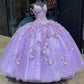 Lavender purple long quinceanera dress prom dress evening gown off the shoulder beaded flowers sweet 16 years old dress gh933