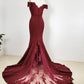 Burgundy Off Shoulder Handmade Mermaid Bridesmaid Dress, Long Prom Dress Evening Dress gh289