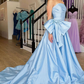 A-Line Strapless Satin Long Prom Dress with Bow gh2776