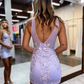 Homecoming-Kleid mit tiefem V-Ausschnitt und Applikationen gh2664