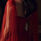 Burgundy Color Shiny Elegant Spaghetti Strap Long Tulle Sequin Ball Gown Evening Dress 8263