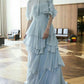 girlhomeshops-Blue cape-style gown with flowing chiffon ruffles, long prom dress gh5753