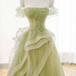 A-Line Off Shoulder Tulle Lace Long Prom Dress, Long Graduation Dress gh2730