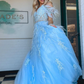 A line V Neck Lace Tulle Prom Dress with Beading and Feather gh2688