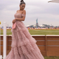 Prinzessin A-Linie Schulterfreies Ballkleid aus Tüll mit Rüschen gh2681