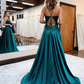 A-Linien-Ballkleid mit Spaghettiträgern, Korsettrücken und Schlitz gh2670