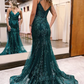 Sparkly Dark Green Mermaid Sequin Long Prom Dress gh2710