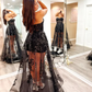 A Line Strapless Tulle Lace Prom Dress gh2682