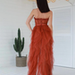 Elegant Rust Tiered Ruffles Tulle Prom Dress gh2708