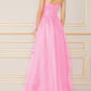 Light pink A-line off-shoulder long ruffled elegant tulle ball gown evening dress gh2684