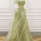 A-Line Off Shoulder Tulle Lace Long Prom Dress, Long Graduation Dress gh2730