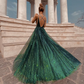Spaghetti Straps Green Shiny Prom Dress A Line Evening Gown gh2760