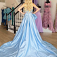 A-Line Strapless Satin Long Prom Dress with Bow gh2776