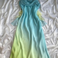 Blue/orange fashion gradient elegant spaghetti strap long chiffon prom dress evening dress party dress gh2934
