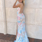 (out of stock)White gorgeous shiny exquisite beaded spaghetti strap sequined backless long chiffon ball gown prom dress evening gown holiday party dress gh2799
