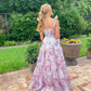 Rosa/Blau Süßes A-Linien-Blumen-Chiffon-Lang-Elegantes bodenlanges Ballkleid-Abendkleid-Hochzeits-Partykleid-Abschlussballkleid-Abschlusskleid gh2794