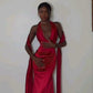Rotes sexy elegantes Meerjungfrau-Kleid mit V-Ausschnitt und langem Satin-Ballkleid, Abendkleid, Partykleid gh2997