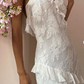 White simple elegant spaghetti strap lace long ball gown multi-layered evening dress gh3005