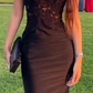 Bodycon stretch woven satin applique v neck sleeveless long black ball gown evening dress gh3000