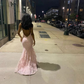 Sexy Mermaid Spaghetti Straps Sleeveless Lace Pink Prom Dress gh2992