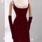 Girlhomeshops - Robe de soirée longue élégante bordeaux brillante à paillettes gh5027