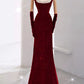 Girlhomeshops - Robe de soirée longue élégante bordeaux brillante à paillettes gh5027