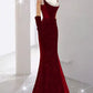 Girlhomeshops - Robe de soirée longue élégante bordeaux brillante à paillettes gh5027