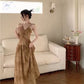 Robe bustier à imprimé vintage français 3084