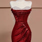Burgunderrotes, wunderschönes, glänzendes, sexy Meerjungfrau-Pailletten-Abendkleid in langer, eleganter bodenlanger Ballkleid-Form gh3572