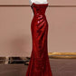 Burgunderrotes, wunderschönes, glänzendes, sexy Meerjungfrau-Pailletten-Abendkleid in langer, eleganter bodenlanger Ballkleid-Form gh3572