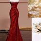 Burgunderrotes, wunderschönes, glänzendes, sexy Meerjungfrau-Pailletten-Abendkleid in langer, eleganter bodenlanger Ballkleid-Form gh3572