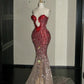 girlhomeshops- Red Divine Robe, Red Sparkle Waist Hip Ratio Mermaid Tail Dress gh6210