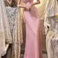 Rosa Blumen Perlen Lange Satin Tüll Ballkleid Abendkleid Partykleid gh4487