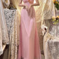 Rosa Blumen Perlen Lange Satin Tüll Ballkleid Abendkleid Partykleid gh4487