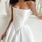 Girlhomeshops - Weißes Satin-Schulterfreies, langes, bodenlanges Brautkleid, Ballkleid gh5394