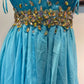 Blaues, modisches, kurzes Chiffon-Kleid mit Strasssteinen, für die Heimkehr, Geburtstagsparty, gh4943