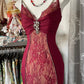 Robe de soirée longue rouge rétro sexy sirène bretelles spaghetti exquise en dentelle robe de bal robe de soirée gh3177