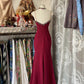 Robe de soirée longue rouge rétro sexy sirène bretelles spaghetti exquise en dentelle robe de bal robe de soirée gh3177