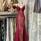 Robe de soirée longue rouge rétro sexy sirène bretelles spaghetti exquise en dentelle robe de bal robe de soirée gh3177