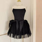 Black Sweet Cute A-line Off-shoulder Short Travel Holiday Dress Satin Birthday Dress Homecoming Dress Party Dress 11282