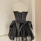 Black Sweet Cute A-line Off-shoulder Short Travel Holiday Dress Satin Birthday Dress Homecoming Dress Party Dress 11282