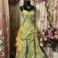 Robe de soirée longue en satin vert, magnifique, rétro, exquise, perlée, élégante, robe de bal, robe de remise de diplôme, robe d'anniversaire, gh3186